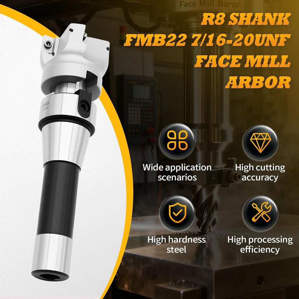 R8 FMB22 7/16-20UNF Face Mill Arbor 400R 50MM Shell Mill Cutter