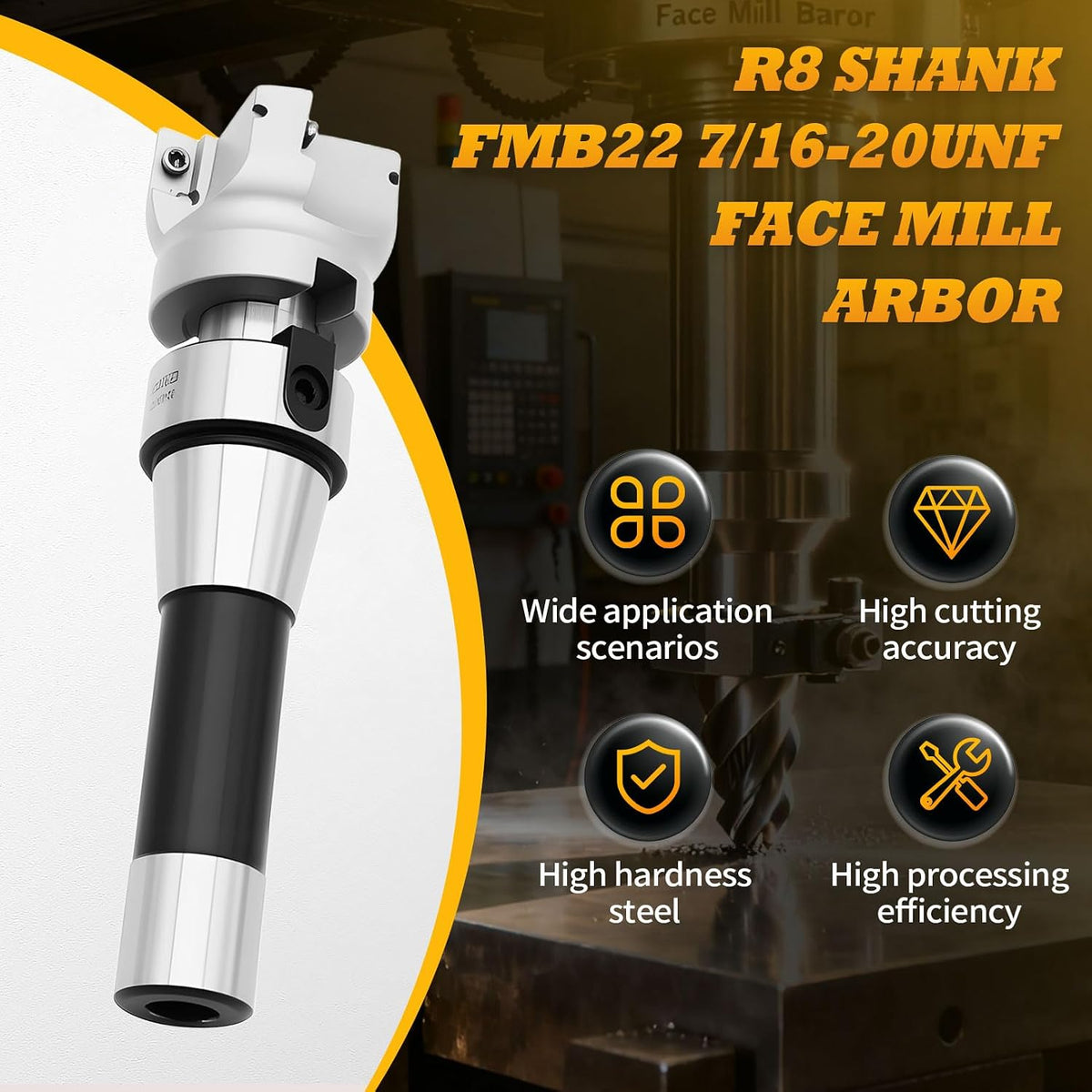 R8 FMB22 7/16-20UNF Face Mill Arbor 400R 50MM Shell Mill Cutter