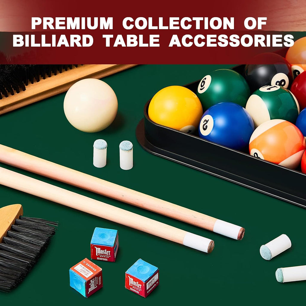71 Pcs Premium Pool Table Accessories Set | Billiard Set, Pool Ball, Cue Sticks with Tip, Triangle Rack, Chalk, Brush