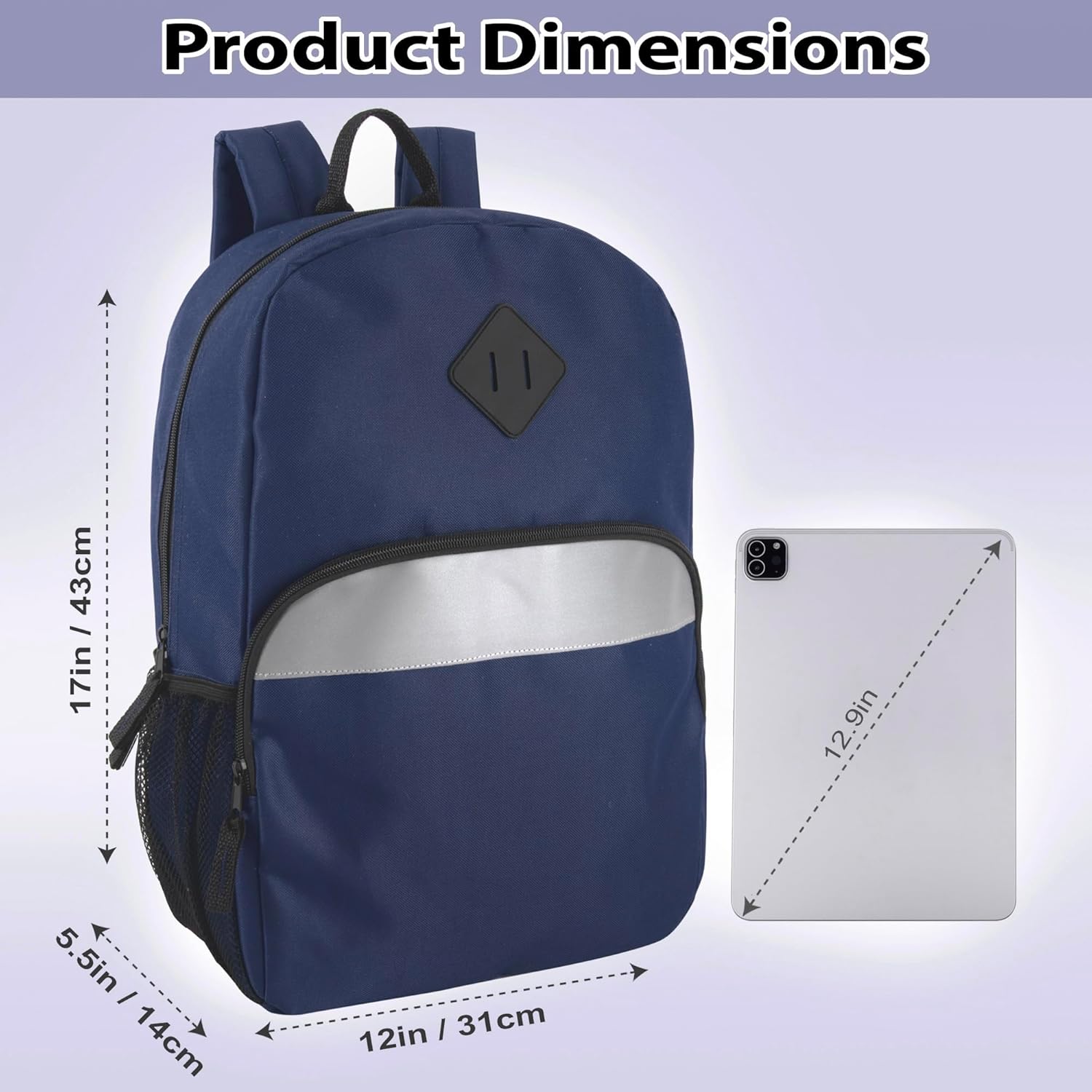 Bulk Kids Reflective Backpack Wholesale 24 Pack Backpacks with Side Pockets, Padded (10 Colors Pack)