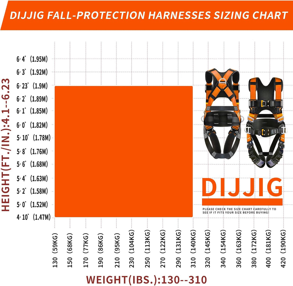 Safety Harness Fall Protection Kit with Shock Absorbing Lanyard