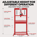 Garvee 12 Ton Hydraulic h-Frame Press with Adjustable Worktable & Plates