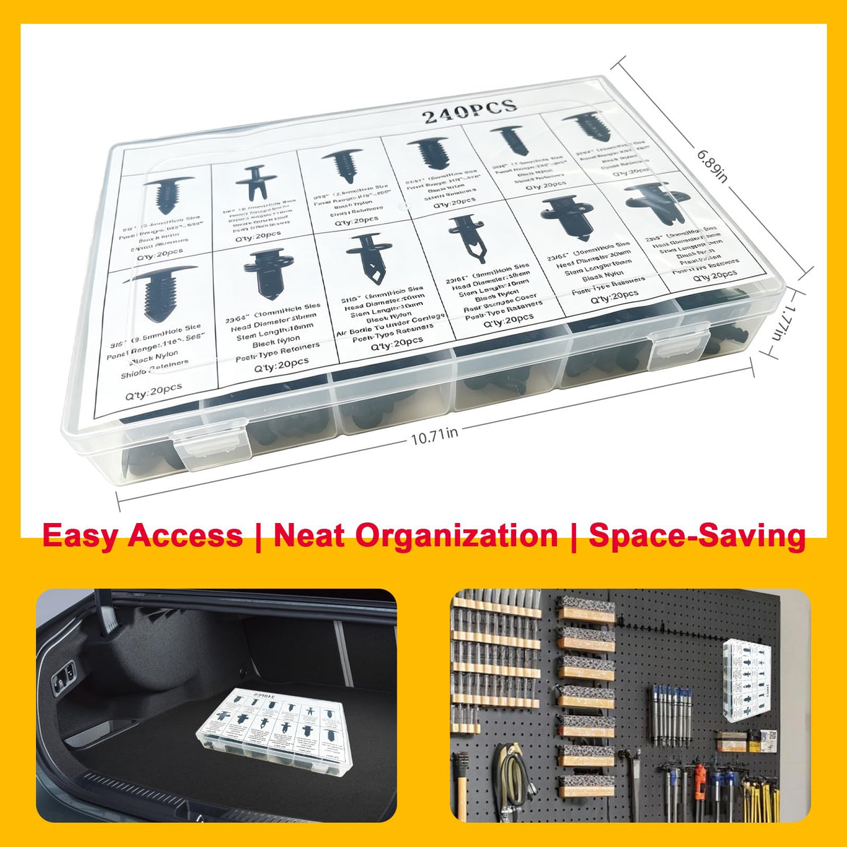 Car Bumper Retainer Clips Kit - Auto Plastic Rivets & Push Fasteners Set