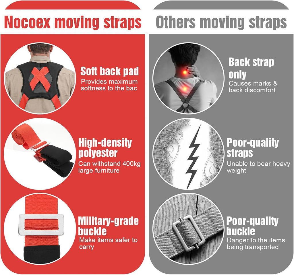 Moving Straps 2-Person Lifting and Moving System Transporting Heavy Objects up to 880lbs Efficiently Safely Suitable