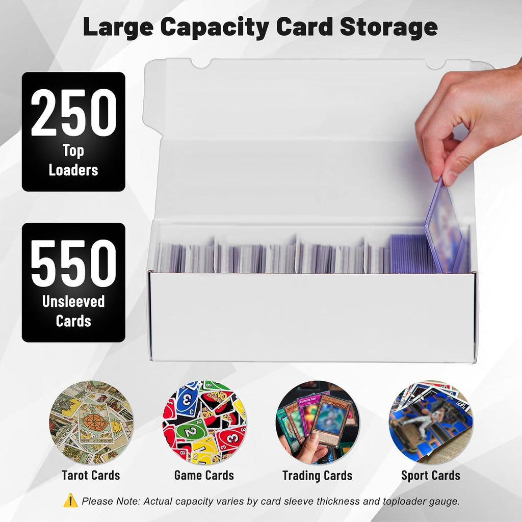 8 Pack 800 Count Trading Card Storage Box TCG Card Organizer | Fits Sleeved Cards & Toploaders, Multi-Pack Storage