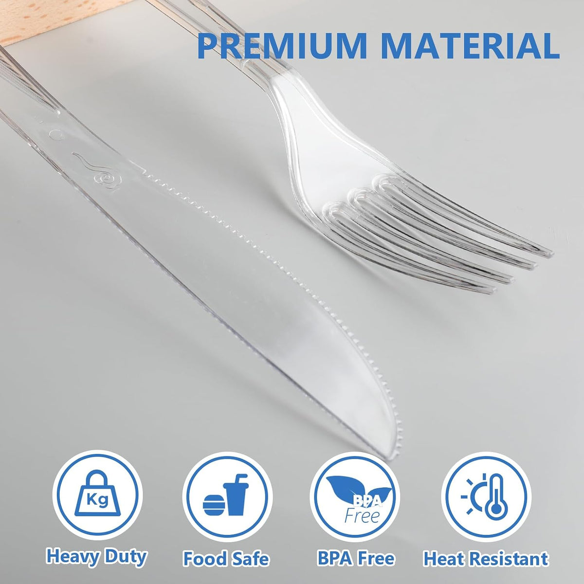1000 Count Plastic Silverware Heavy Duty -500 Forks, 500 Knives