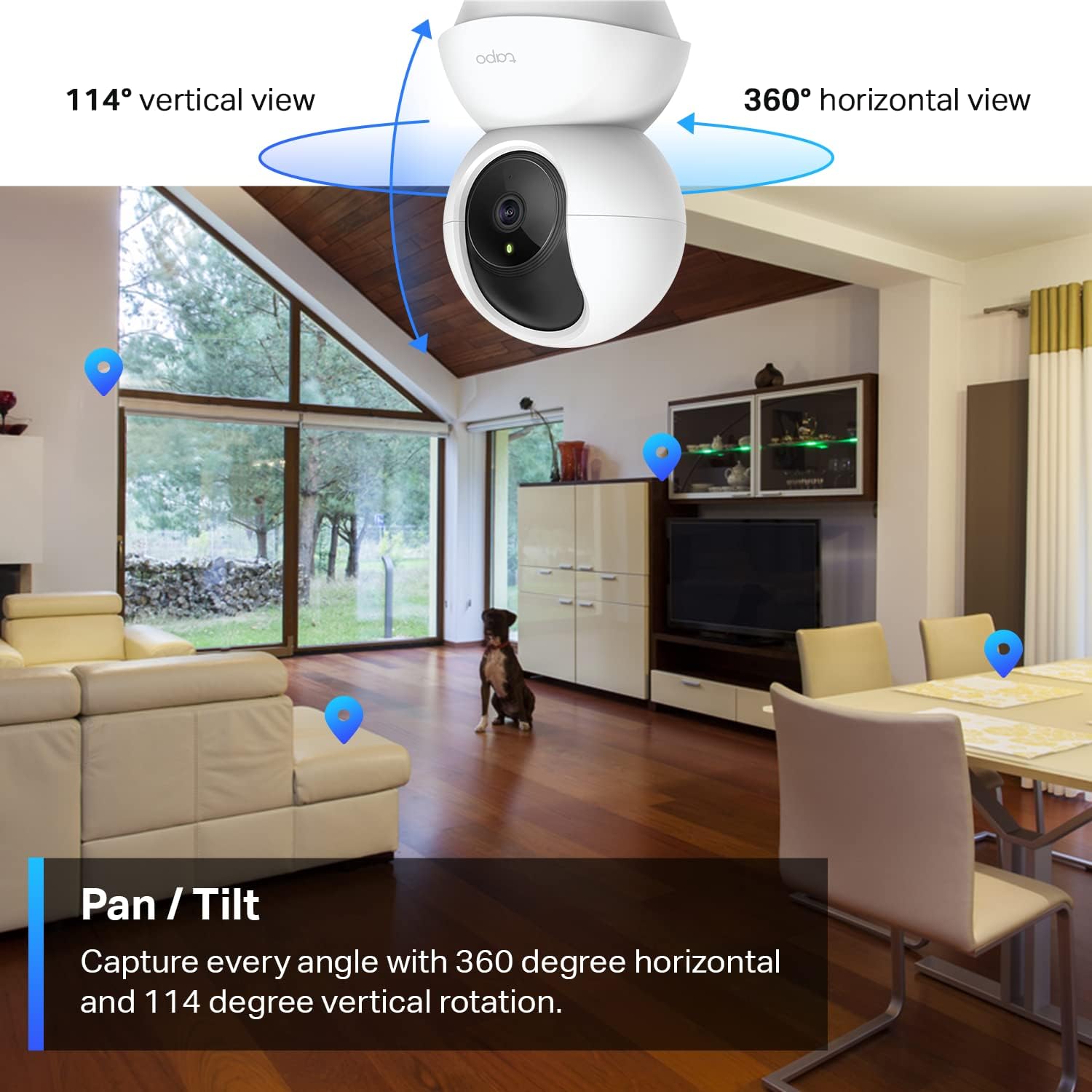 TP-Link 2K Pan Tilt Security Camera for Baby Monitor, Dog Camera w/Motion Detection, 2-Way Audio Siren, Night Vision