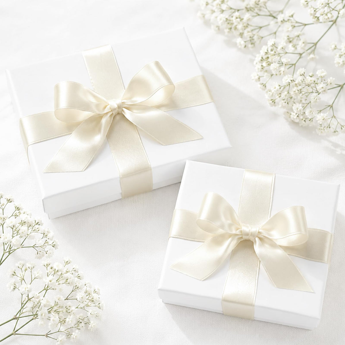 Double Faced Ivory Satin Ribbon - 1-1/2 Inch x 50 Yards