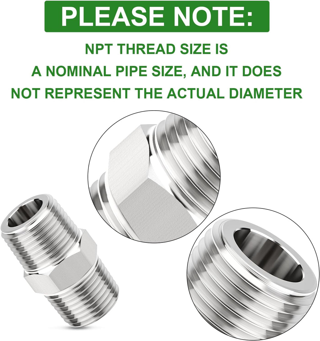TAISHER 2PCS Forging of 316L Stainless Steel Hex Nipple, 3/4" NPT Male Pipe Fitting
