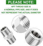 TAISHER 2PCS Forging of 316L Stainless Steel Hex Nipple, 3/4" NPT Male Pipe Fitting