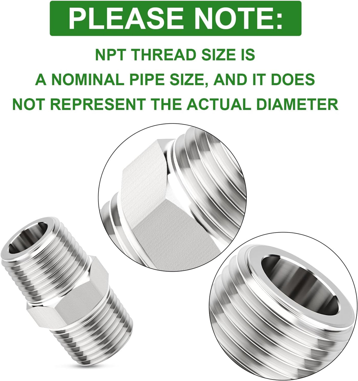 TAISHER 2PCS Forging of 316L Stainless Steel Hex Nipple, 3/4" NPT Male Pipe Fitting