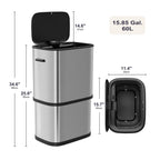 16 Gallon / 60L Kitchen Trash Can, Motion Sensor Trash Bin with Lid