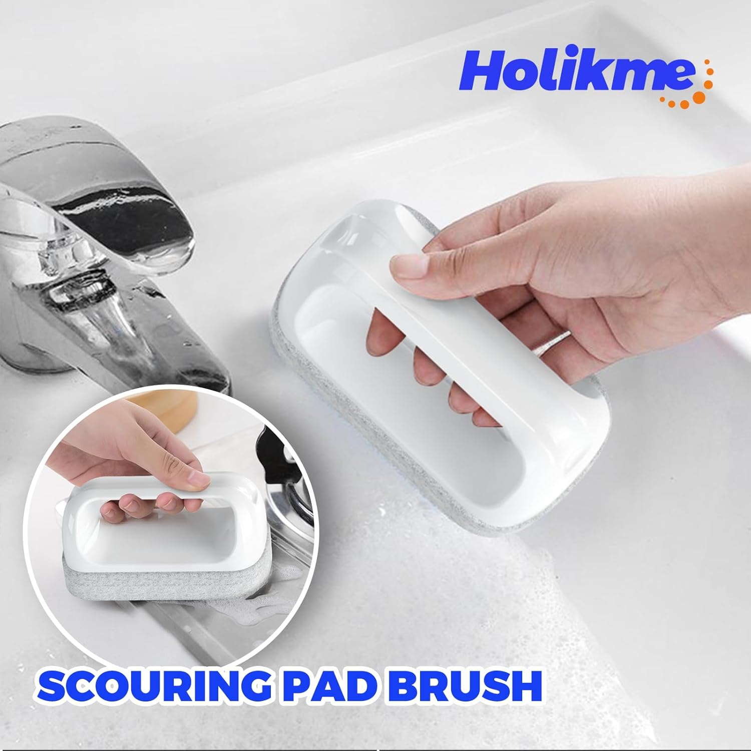 Dish Brush Cleaning Brush Set for Cleaning Groove Gap,White | Dish Brush Set Cleaning Brush Set, Scouring Pad for
