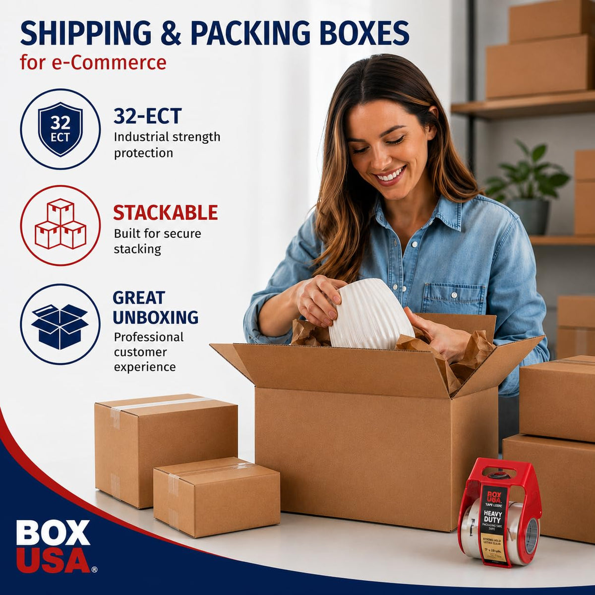 Moving Boxes Holds 65lbs, 20"L x 20"W x 15"H (12-Pack) Large - Corrugated Cardboard Box for Shipping, Mailing