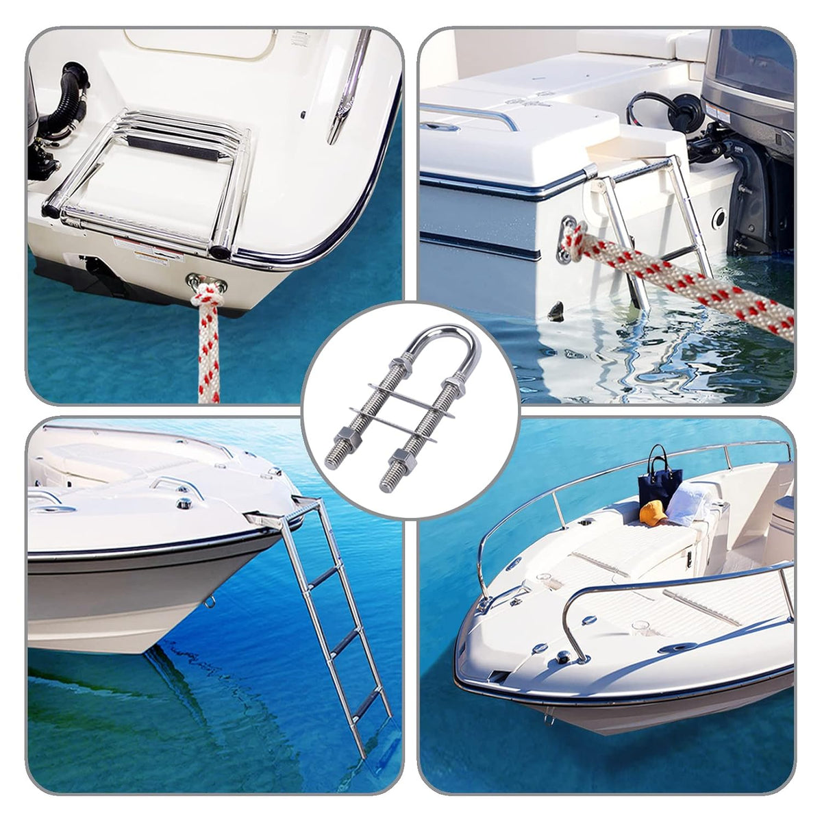 Stainless Steel Marine Boat Stern Bow Eye Tie Down U Bolt 5 inch
