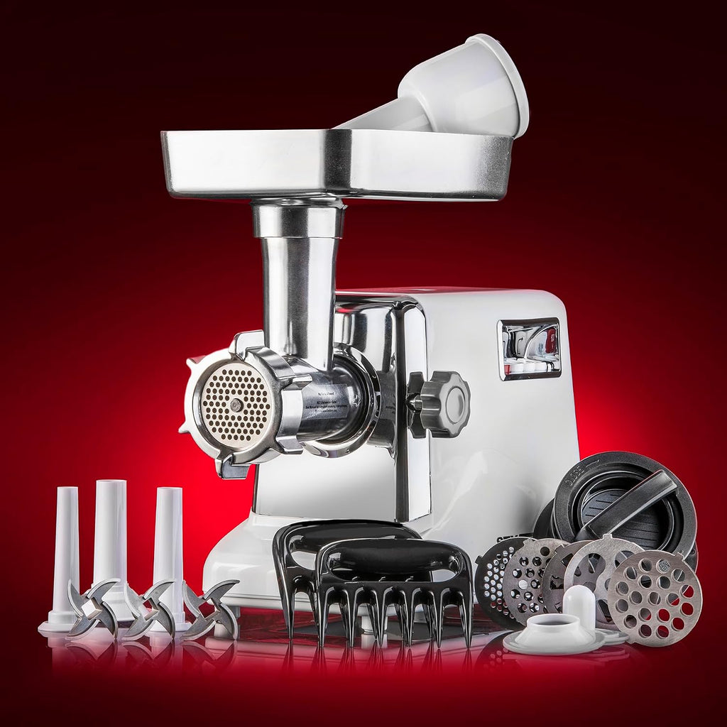 Turboforce 3000 Series 5-in-1 Electric Meat Grinder | 3000W Max | 3-Speed | Size #12 | 5 Grinding Plates | 3
