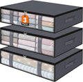 Under Bed Storage Bags 3 Pack, 40L Large Clothes & Comforter Storage Containers with Clear Window, Breathable Fabric