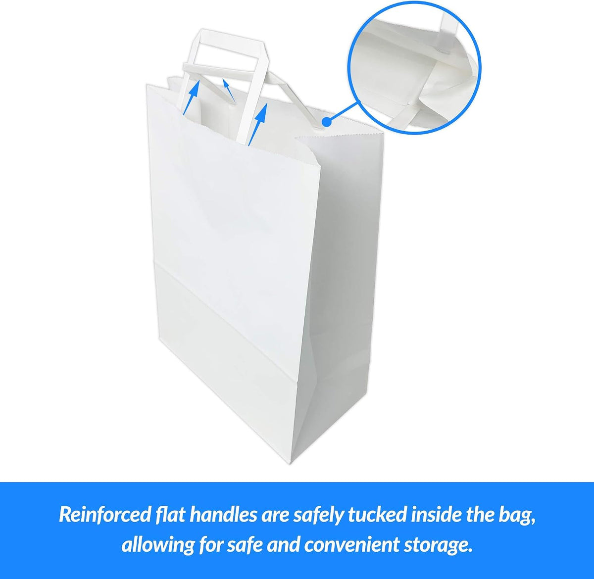 110 Pack White Paper Bags with Handles