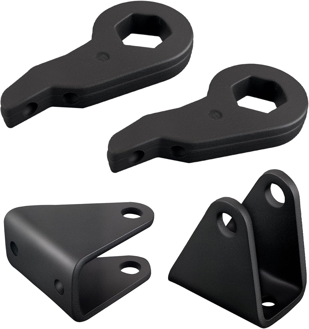 EVIL ENERGY 1-3" Leveling Lift Kit Compatible with 2001-2007 Chevy Silverado & GMC Sierra 1500HD, 1-3 inch Front Suspension Torsion Bars Keys with Shock Extender Brackets Black