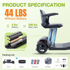 Folding Mobility Scooter for Seniors & Adults, Portable, 44Lbs