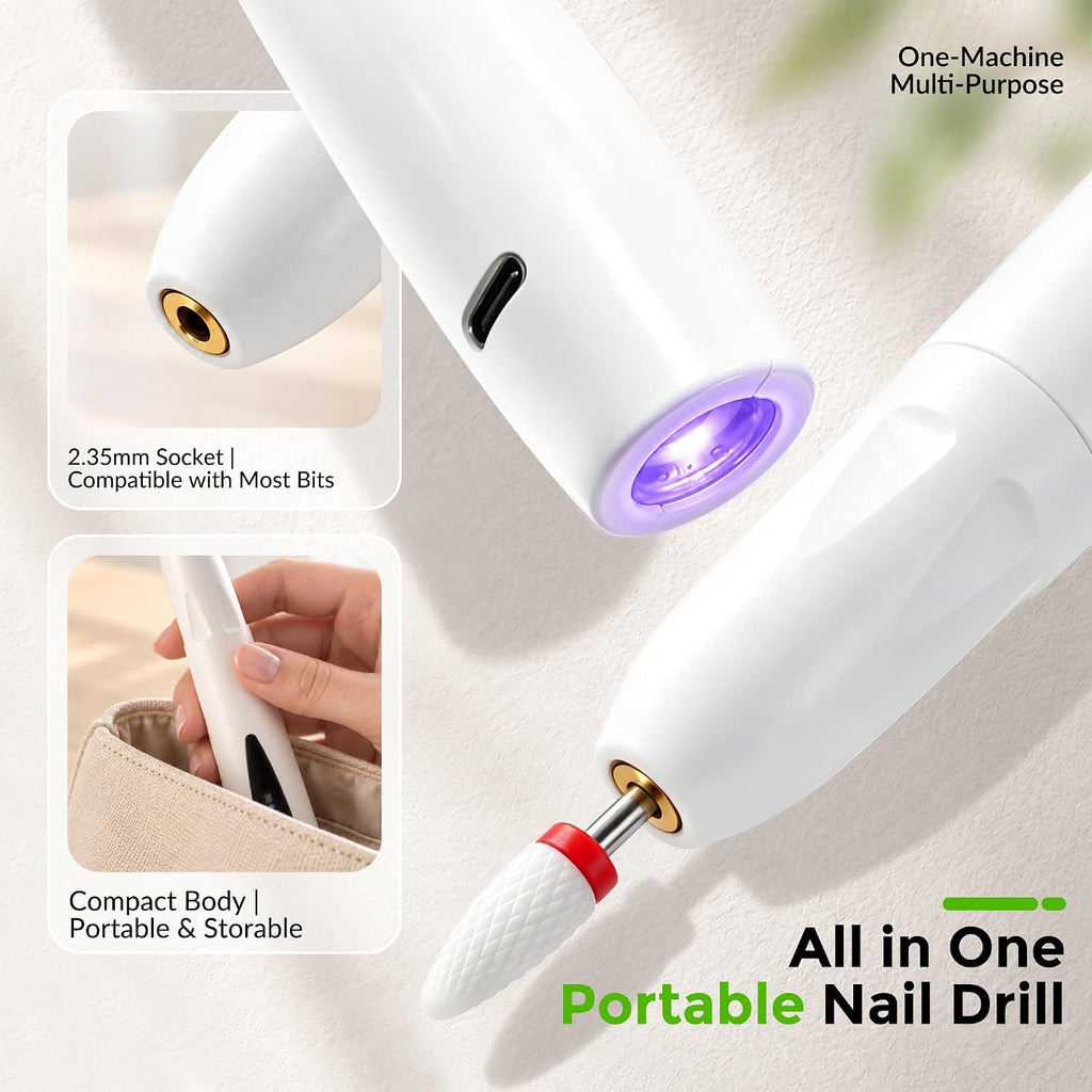 Portable Cordless Electric Nail Drill Kit with UV-LED Light for Beginners
