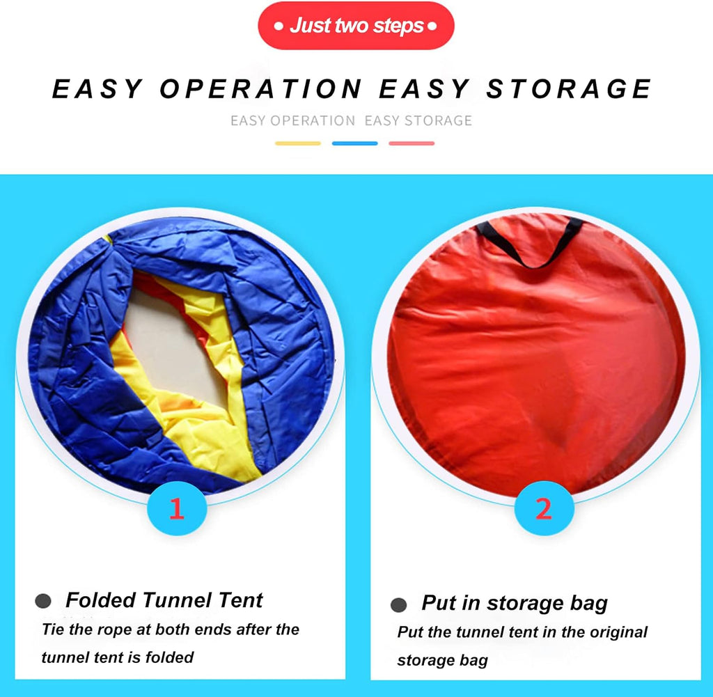 Kids Play Tunnel Tent for Toddlers, Colorful Pop Up Crawl Tunnel Toy Tent for Baby Infant Children or Dog Cat Pets