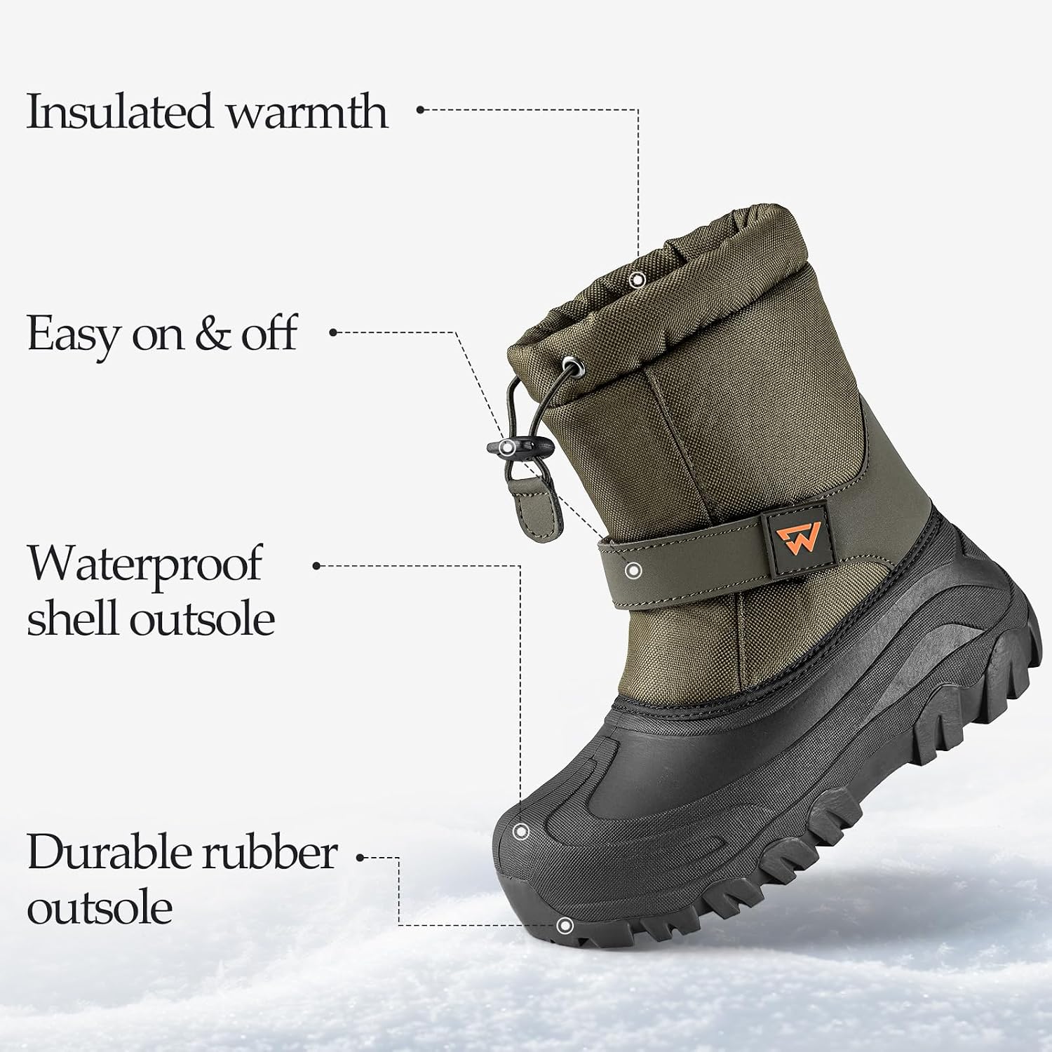 Boys Girls Snow Boots for Little/Big Kids | Waterproof,Lightweight,Outdoor Warm Cozy,Anti-Slip,Mid Calf,Lining