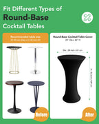 Spandex Cocktail Table Covers, 24x43 Inch, Black, 8 Pack