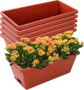 Window Box Planter, 7 Pack Plastic Vegetable Flower Planters Boxes 17 Inches Rectangular Flower Pots with Saucers for