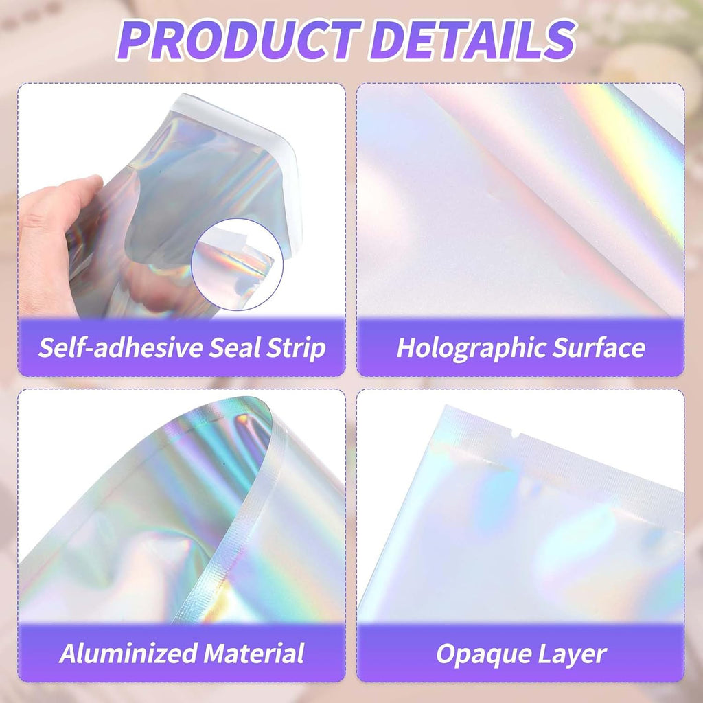 50Pcs Holographic Bags 9" x 5" Holographic Metallic Poly Mailers