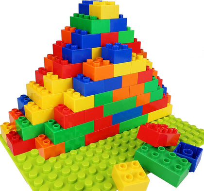 Building Blocks for Kids Toddlers Including a Baseplate, 101-piece Large Classic Building Bricks Set for Kids of All