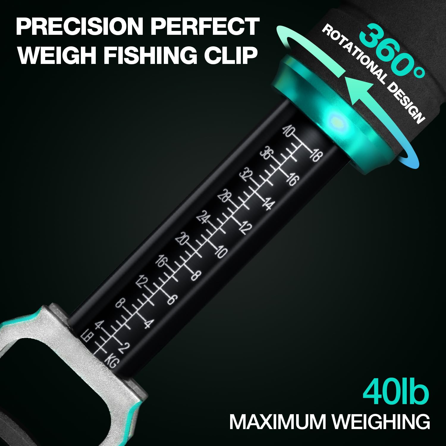 Fish Lip Gripper with Scale 40lb Aluminum Alloy Fishing Grabber | 360° Swivel Non-Slip Handle, 11" Corrosion