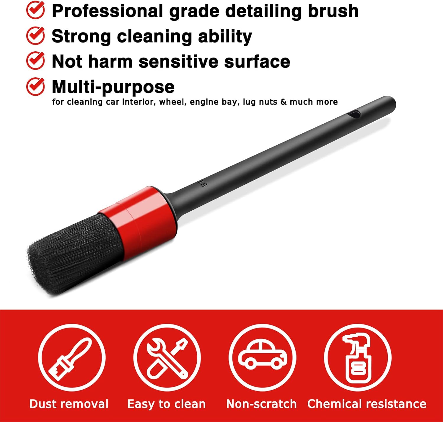 10pcs Auto Car Detailing Brush Set Car Interior Cleaning Kit Includes 5 Boar Hair Detail Brush,3 Wire Brush, 2 Air
