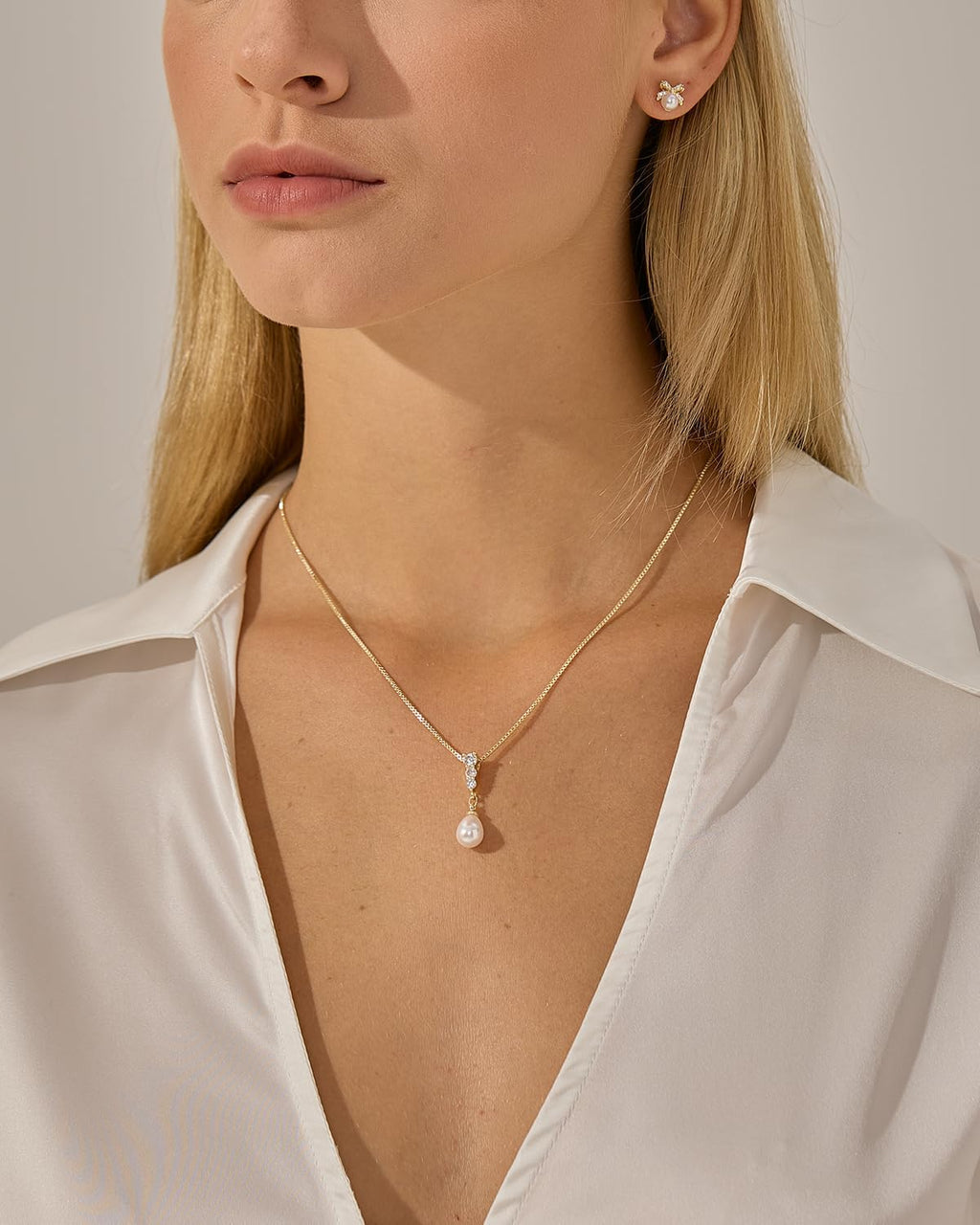 Pearl Necklace for Women- 14K Gold-plated/White Gold-plated Dainty Pearl Necklace for Women