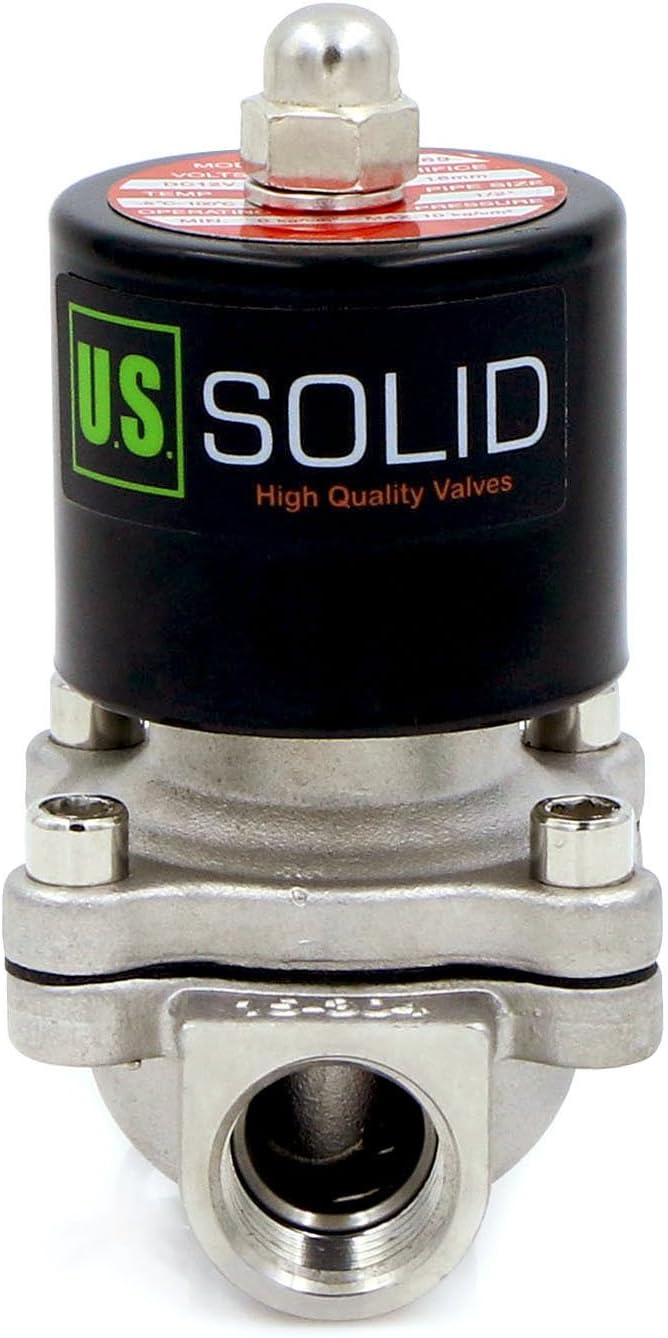 U.S. Solid 1/2" Stainless Steel Electric Solenoid Valve 12V DC Normally Closed