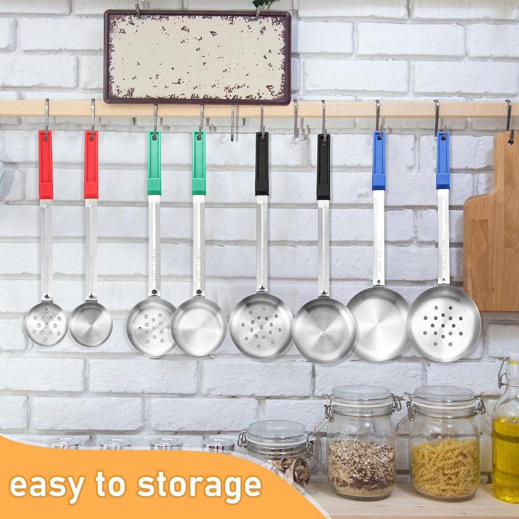 16 Pcs Portion Control Serving Spoons, Restaurant Measuring Serving Ladle Utensils, Portion Control Slotted Scoops