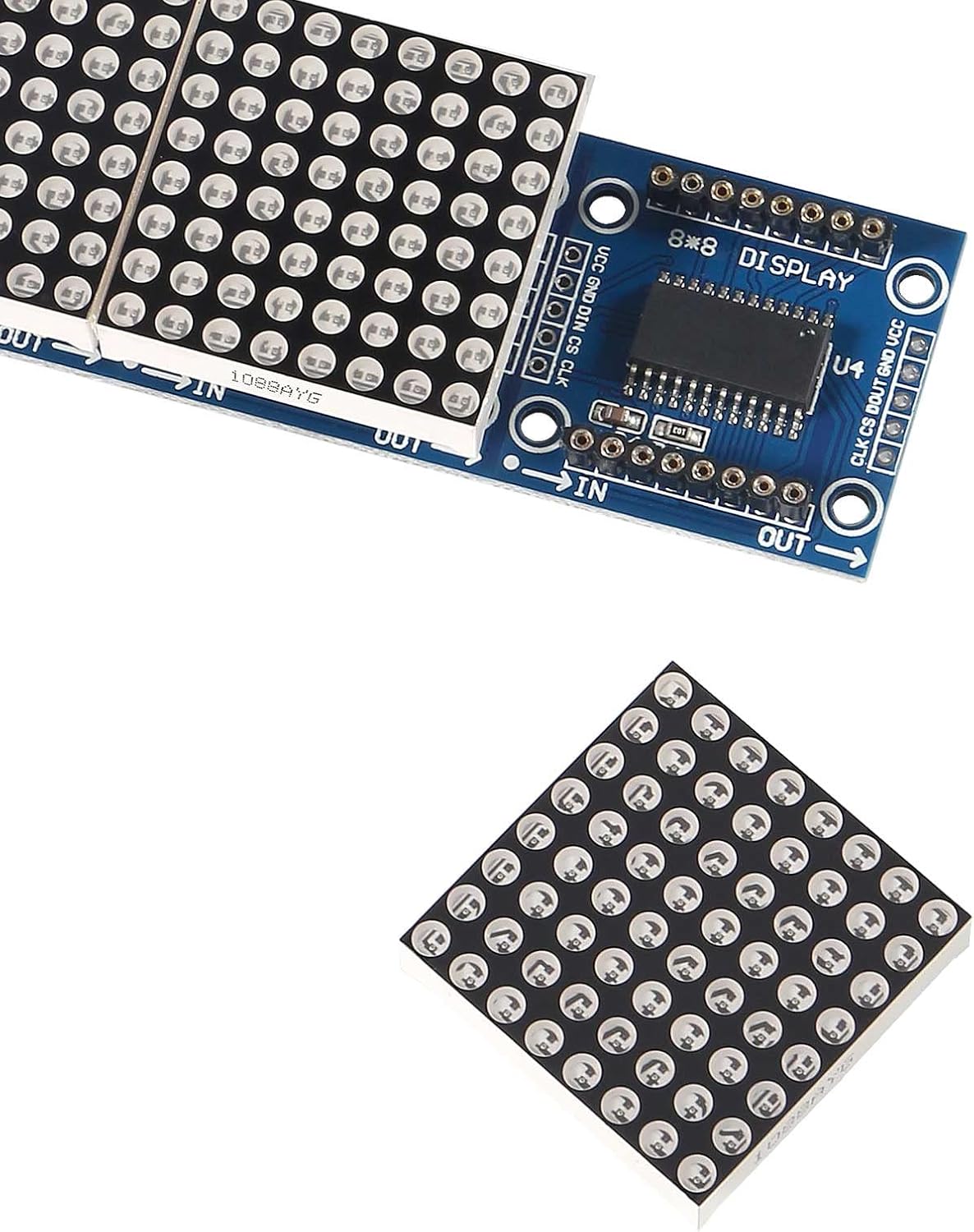 MAX7219 Dot Matrix Module 32x8 4 in 1 LED Display Modules for Arduino Raspberry Pi Microcontroller with 5Pin Wires Green (Pack of 2)