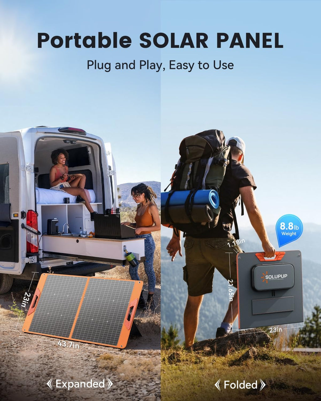 100W Portable Solar Panel for Power Station, 23.5% High Efficiency Foldable Solar Charger with DC/XT60/Anderson