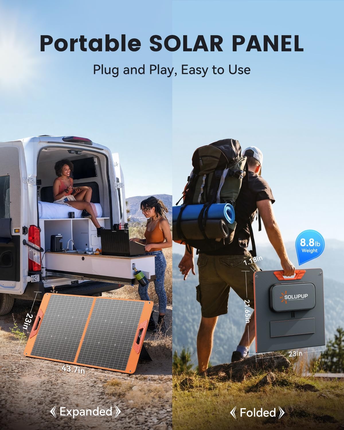 100W Portable Solar Panel for Power Station, 23.5% High Efficiency Foldable Solar Charger with DC/XT60/Anderson