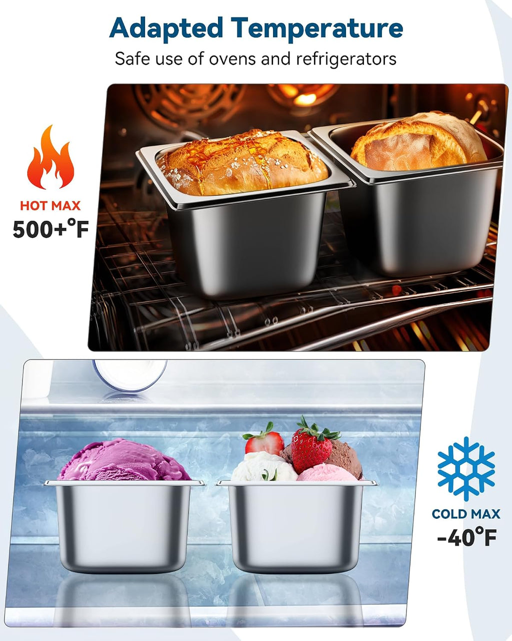 6 Pack Hotel Pans 1/6 Size 4" Deep Steam Table Pan