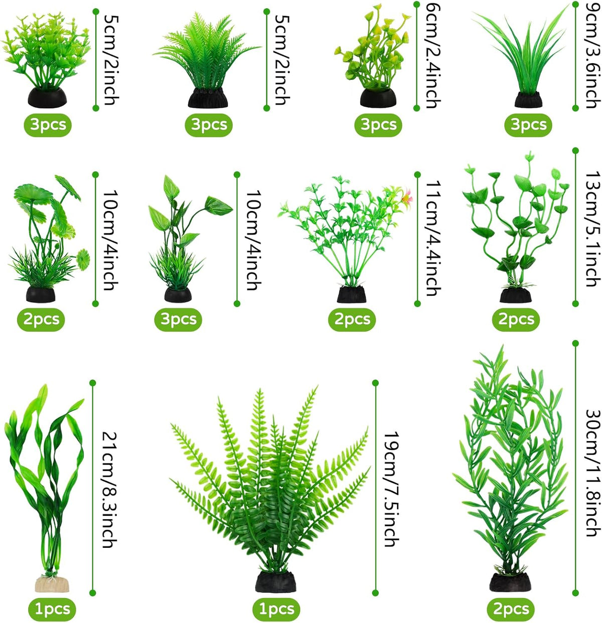 Fish Tank Accessories Aquarium Decorations Green Plants, 25pcs Green Fish Tank Decorations Plant, Aquarium Decor