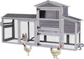 Chicken Coop with Wheels, Portable Chicken Tractor & Large Chicken House with Run, Nesting Box, Waterproof Roof &