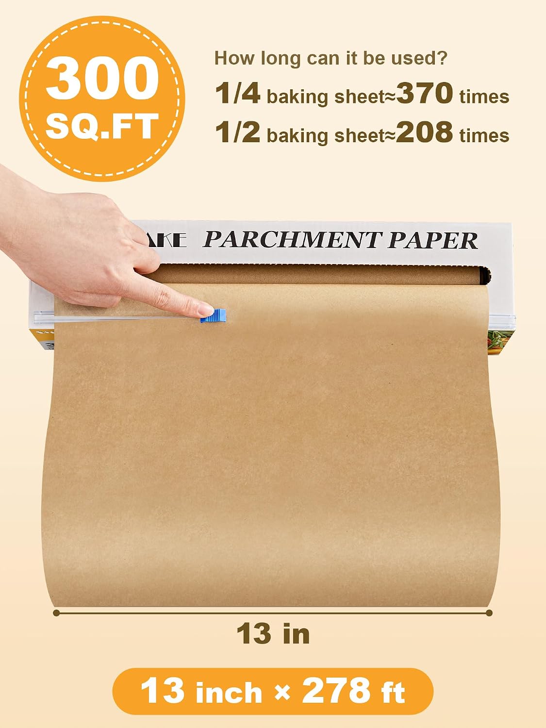 Parchment Paper Roll for Baking, 13 in x 278 ft, 300 sq.ft