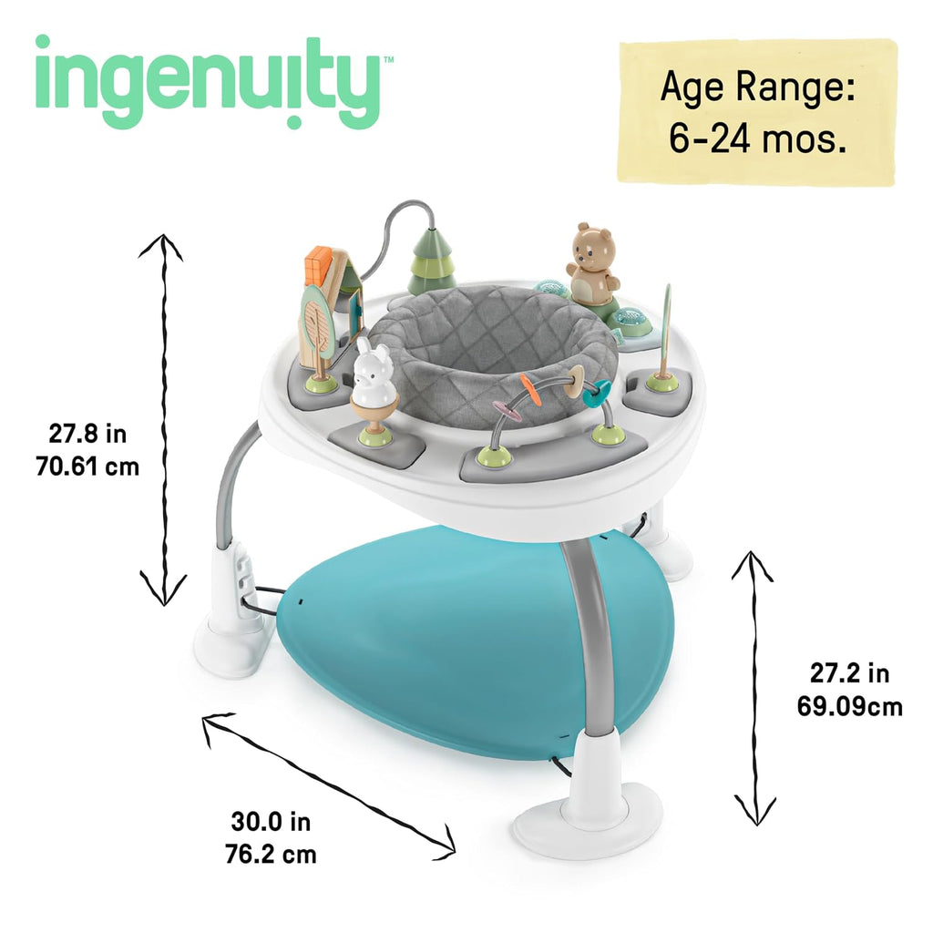 Spring & Sprout 2-in-1 Baby Activity Center Jumper and Table with Infant Toys - Ages 6 Months +, First Forest