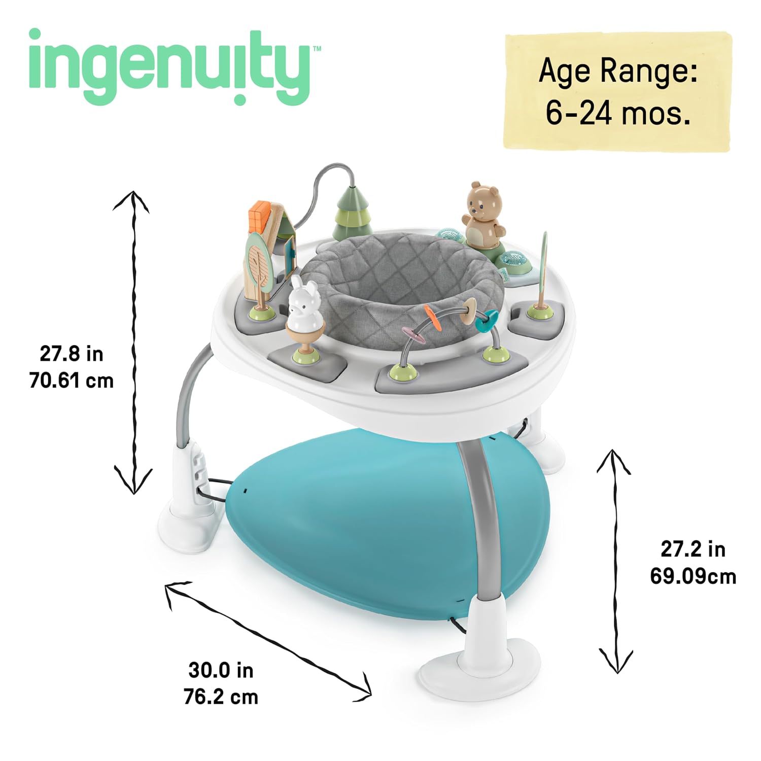 Spring & Sprout 2-in-1 Baby Activity Center Jumper and Table with Infant Toys - Ages 6 Months +, First Forest