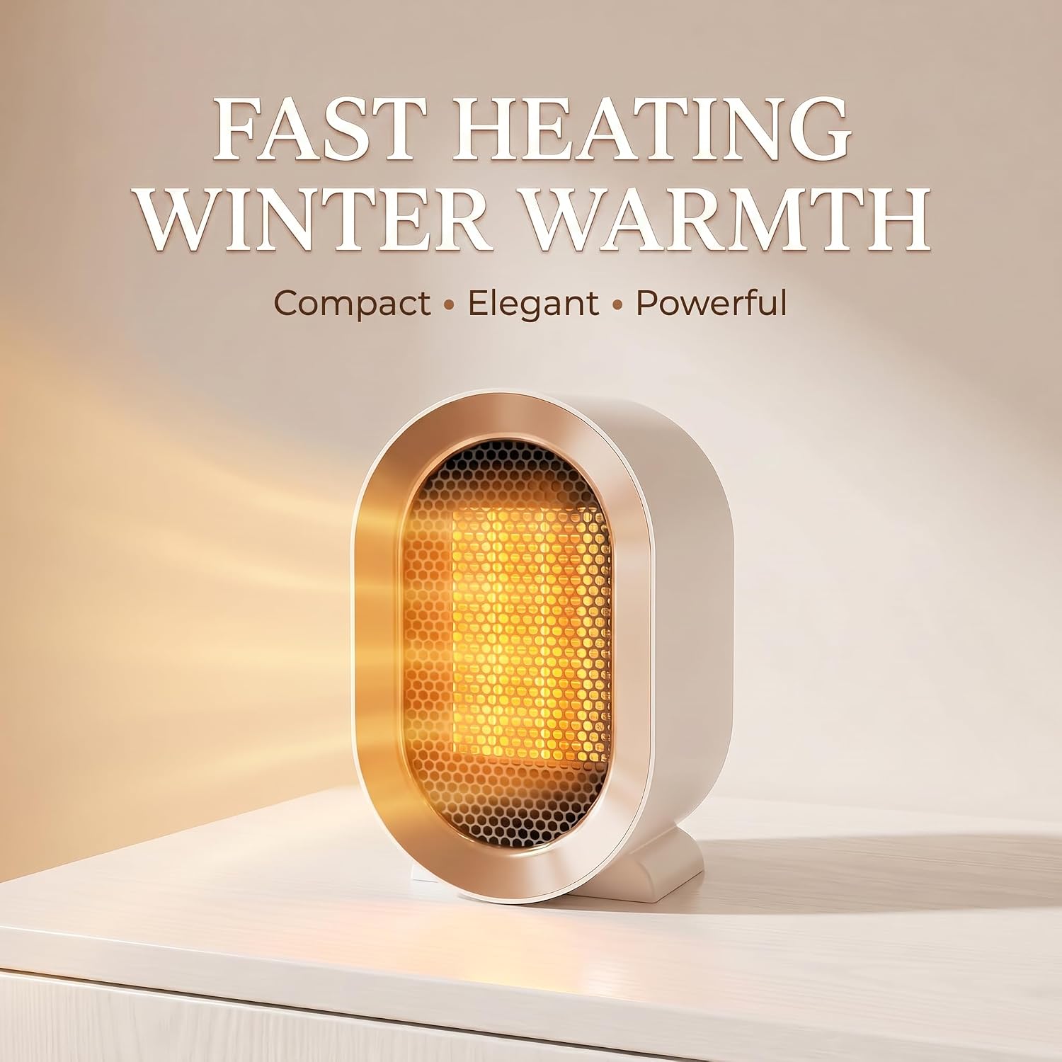 Indoor Electric Portable Space Heater, 1200W Personal Desk Heater, Fast Quiet Heating Ceramic with Thermostat for