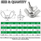 40PCS Wing Nuts Assortment Kit, 5 SAE Sizes