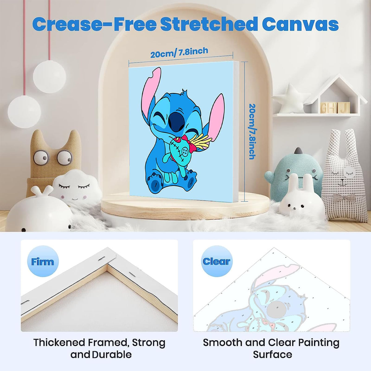 4 Pack Cartoon Paint by Number for Kids with Wooden Frame