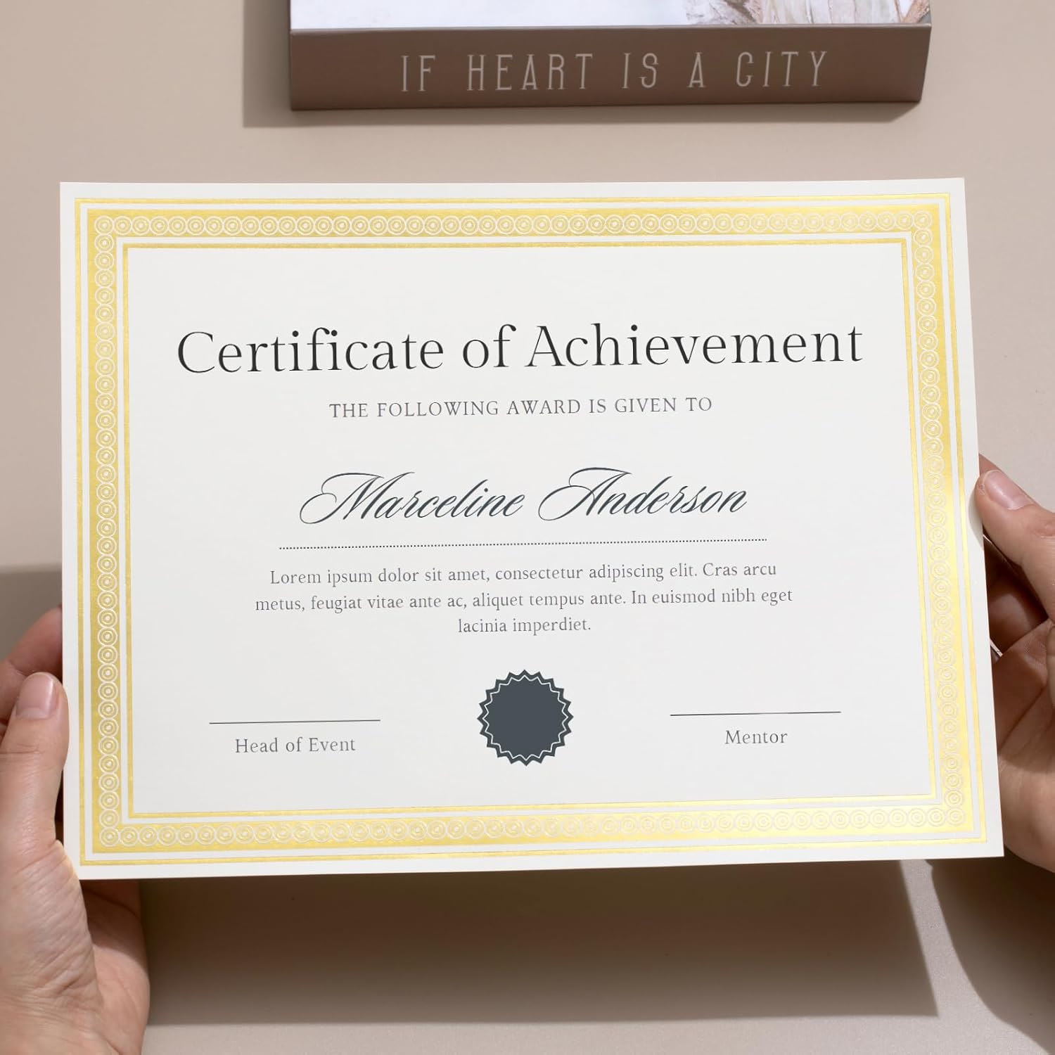 25 Count Certificate Paper 8.5 x 11 for Printing,Blank Gold Foil Border,Award Certificate Paper for