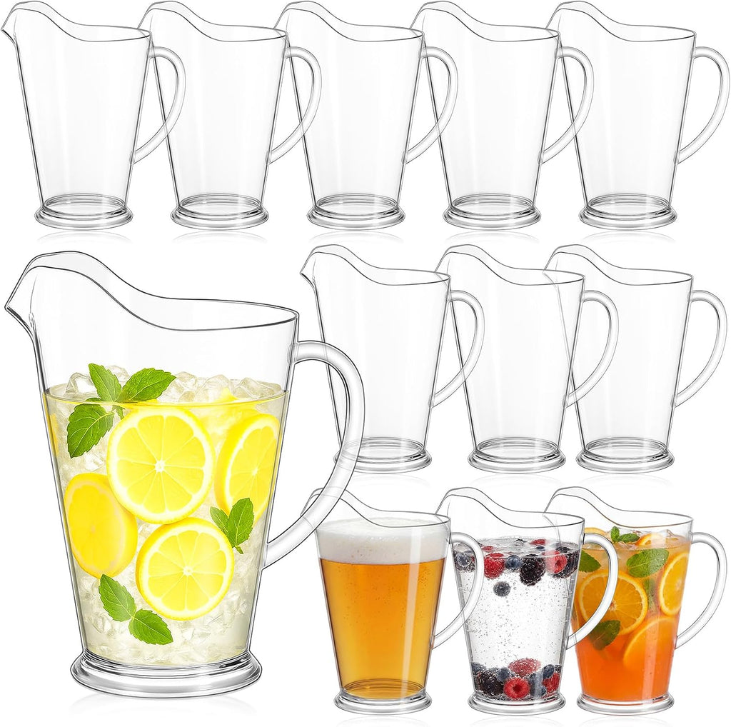 Tessco 12 Pcs Plastic Pitchers 60 Oz Clear Water Beer Jug Large,Stylish